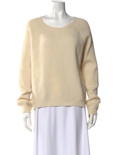 Pre-owned Vince Wool Scoop Neck Sweater In White