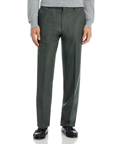Vince Wool, Silk & Linen Melange Regular Fit Suit Pants In Green
