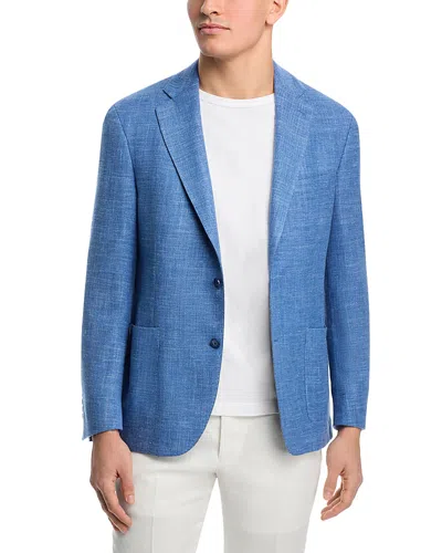 Vince Wool, Silk & Linen Textured Solid Unstructured Slim Fit Sport Coat In Blue
