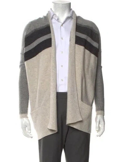 Pre-owned Vince Wool Striped Cardigan In Neutral