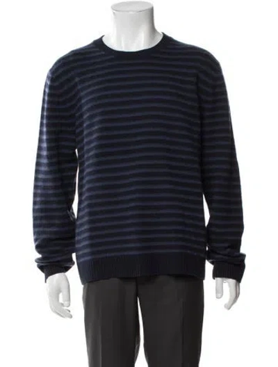 Pre-owned Vince Wool Striped Pullover In Blue