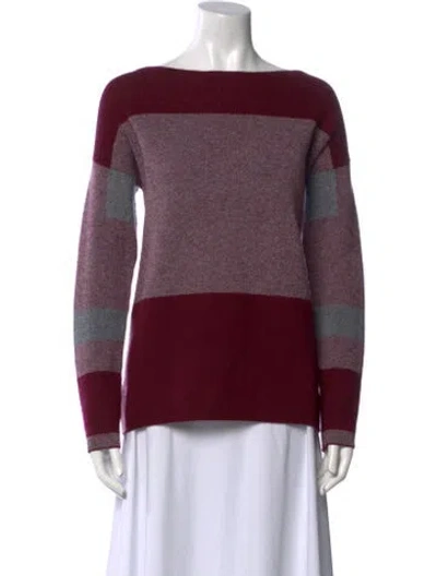 Pre-owned Vince Wool Striped Sweater In Burgundy
