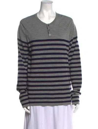 Pre-owned Vince Wool Striped Sweater In Gray