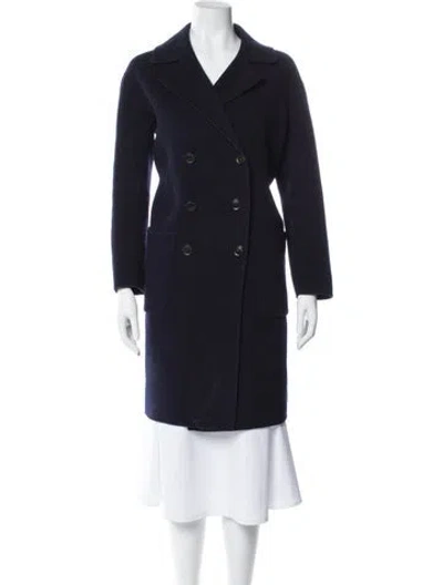 Pre-owned Vince Wool Trench Coat In Blue