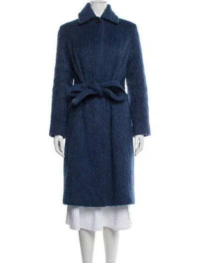 Pre-owned Vince Wool Trench Coat In Blue