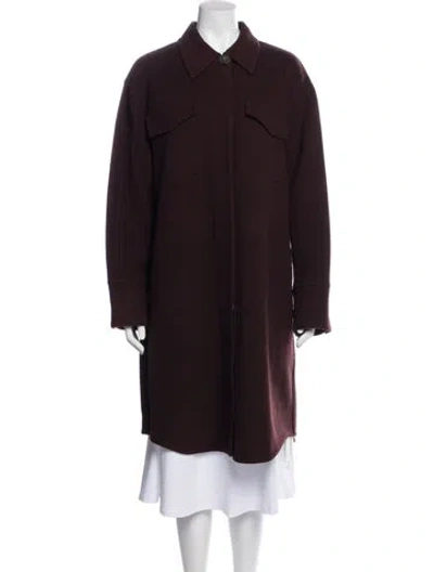 Pre-owned Vince Wool Trench Coat In Burgundy