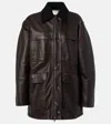 Vince Wool-trimmed Leather Jacket In Schwarz