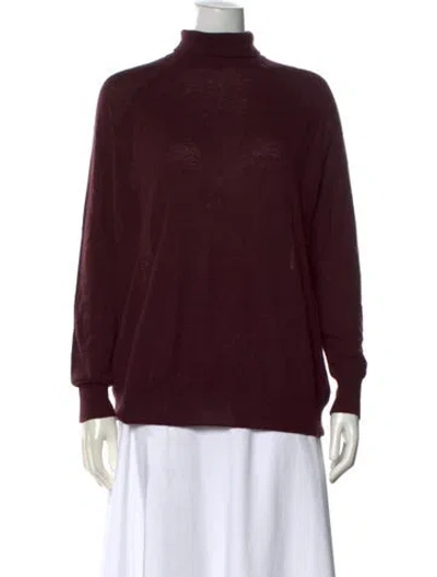 Pre-owned Vince Wool Turtleneck Sweater In Burgundy