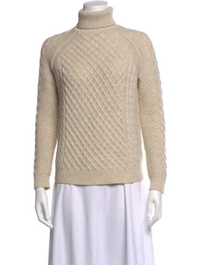 Pre-owned Vince Wool Turtleneck Sweater In Neutral