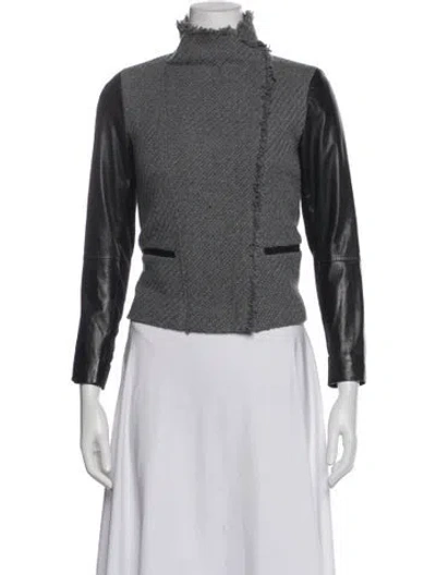 Pre-owned Vince Wool Tweed Pattern Biker Jacket In Multi