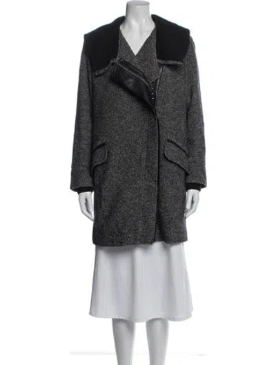 Pre-owned Vince Wool Tweed Pattern Coat In Black