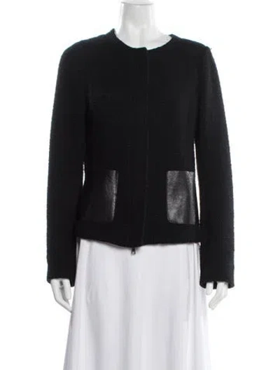 Pre-owned Vince Wool Tweed Pattern Jacket In Black
