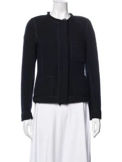 Pre-owned Vince Wool Tweed Pattern Jacket In Blue