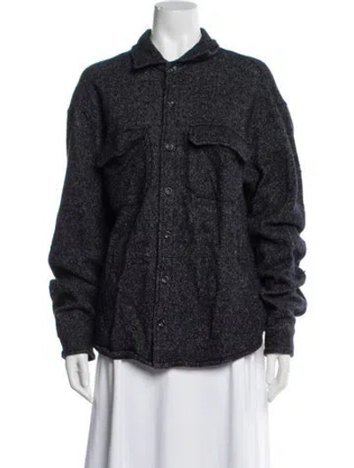 Pre-owned Vince Wool Tweed Pattern Jacket In Blue