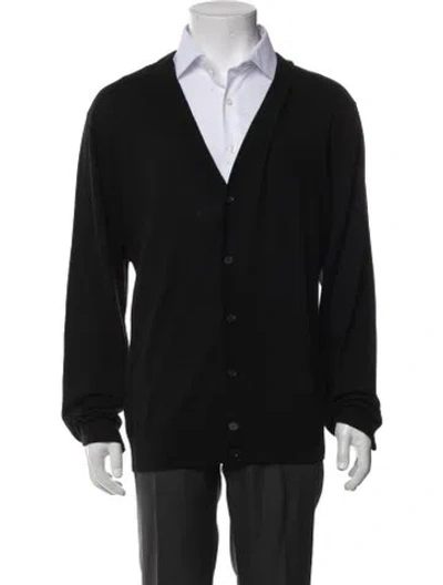 Pre-owned Vince Wool V-neck Cardigan In Black