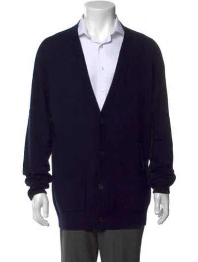 Pre-owned Vince Wool V-neck Cardigan In Blue