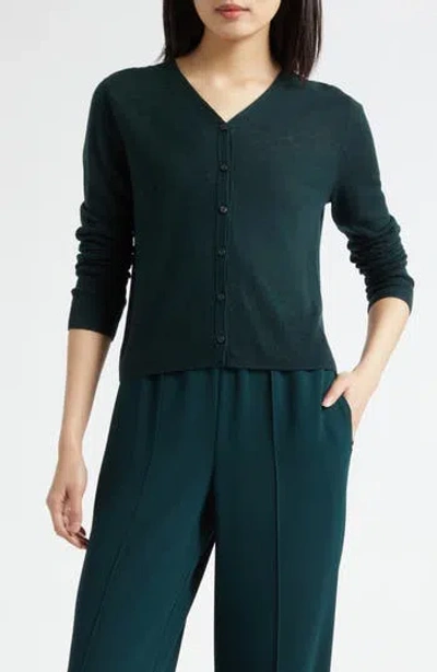 Vince Wool V-neck Cardigan In Green