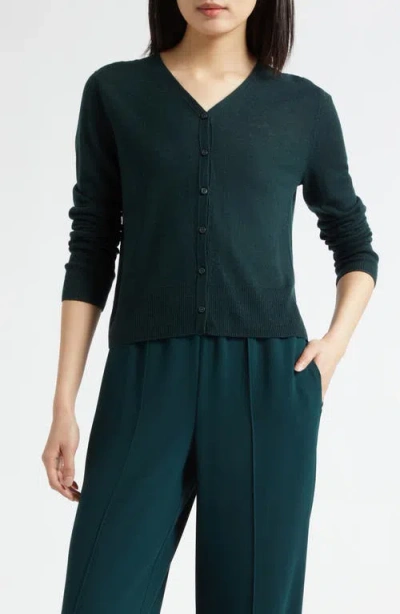 Vince Wool V-neck Cardigan In Blue