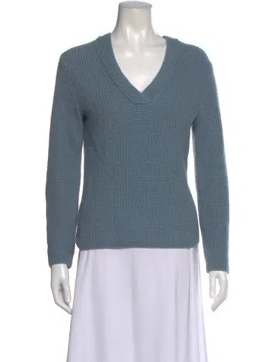 Pre-owned Vince Wool V-neck Sweater In Blue
