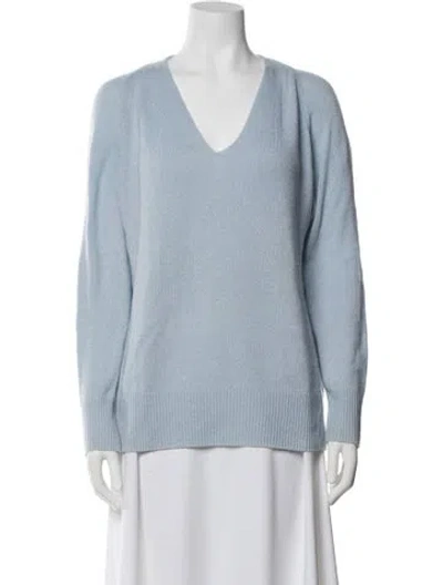 Pre-owned Vince Wool V-neck Sweater In Blue