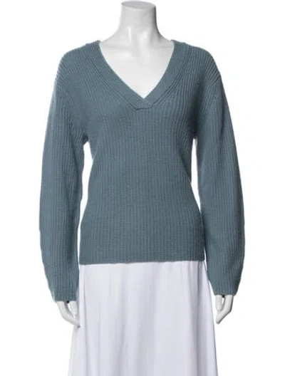 Pre-owned Vince Wool V-neck Sweater In Blue
