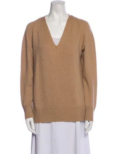 Pre-owned Vince Wool V-neck Sweater In Brown