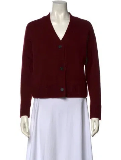 Pre-owned Vince Wool V-neck Sweater In Burgundy