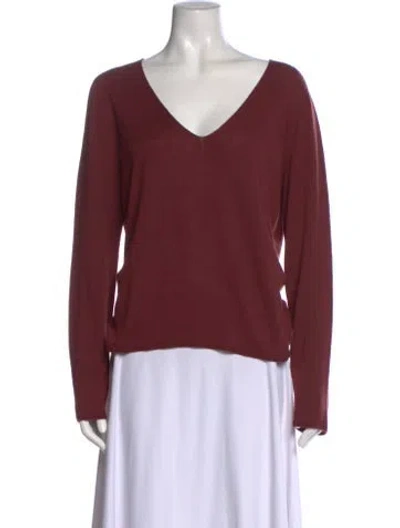 Pre-owned Vince Wool V-neck Sweater In Burgundy