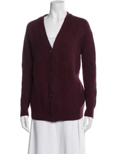 Pre-owned Vince Wool V-neck Sweater In Burgundy