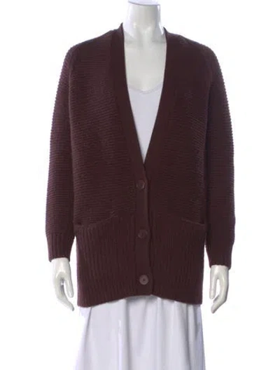 Pre-owned Vince Wool V-neck Sweater In Burgundy