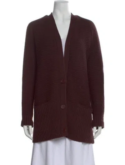 Pre-owned Vince Wool V-neck Sweater In Burgundy