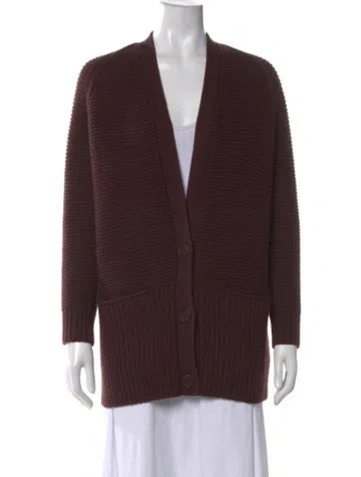 Pre-owned Vince Wool V-neck Sweater In Burgundy