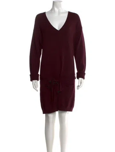 Pre-owned Vince Wool V-neck Sweater In Burgundy