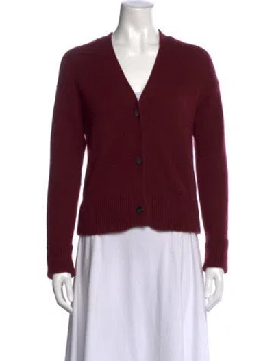 Pre-owned Vince Wool V-neck Sweater In Burgundy