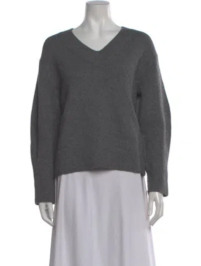 Pre-owned Vince Wool V-neck Sweater In Gray