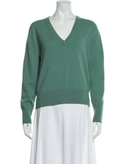 Pre-owned Vince Wool V-neck Sweater In Green