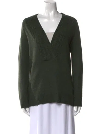 Pre-owned Vince Wool V-neck Sweater In Green