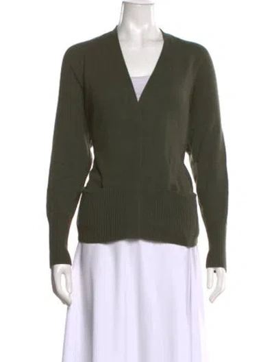 Pre-owned Vince Wool V-neck Sweater In Green