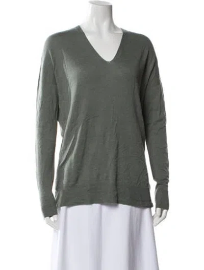 Pre-owned Vince Wool V-neck Sweater In Green