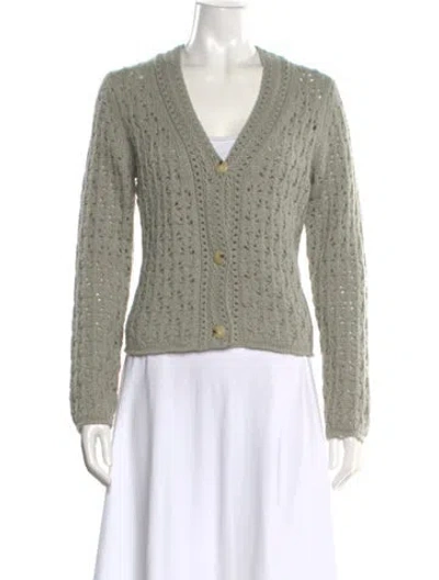 Pre-owned Vince Wool V-neck Sweater In Green