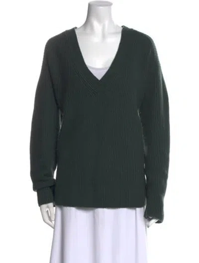 Pre-owned Vince Wool V-neck Sweater In Green