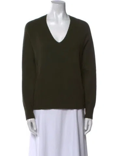 Pre-owned Vince Wool V-neck Sweater In Green