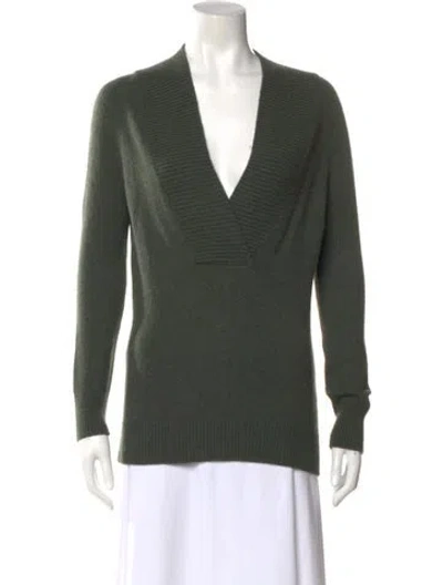 Pre-owned Vince Wool V-neck Sweater In Green