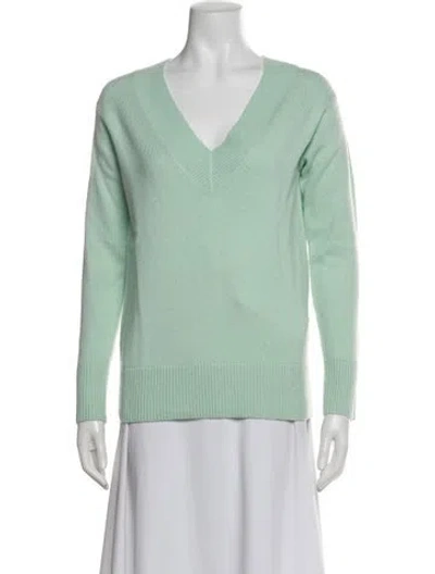 Pre-owned Vince Wool V-neck Sweater In Green