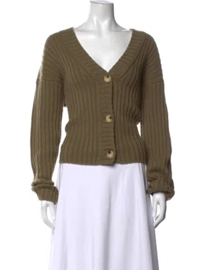 Pre-owned Vince Wool V-neck Sweater In Green