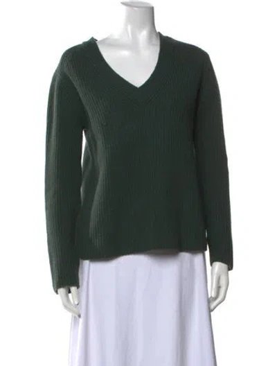 Pre-owned Vince Wool V-neck Sweater In Green