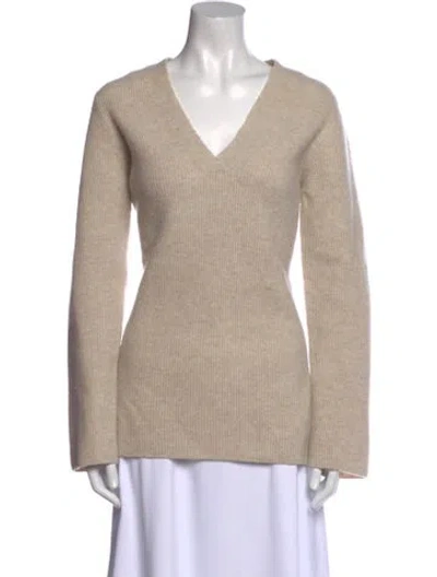 Pre-owned Vince Wool V-neck Sweater In Neutral