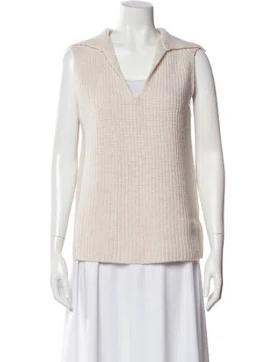 Pre-owned Vince Wool V-neck Sweater In Neutral