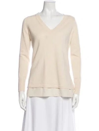 Pre-owned Vince Wool V-neck Sweater In Neutral