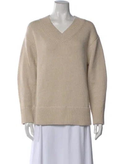 Pre-owned Vince Wool V-neck Sweater In Neutral